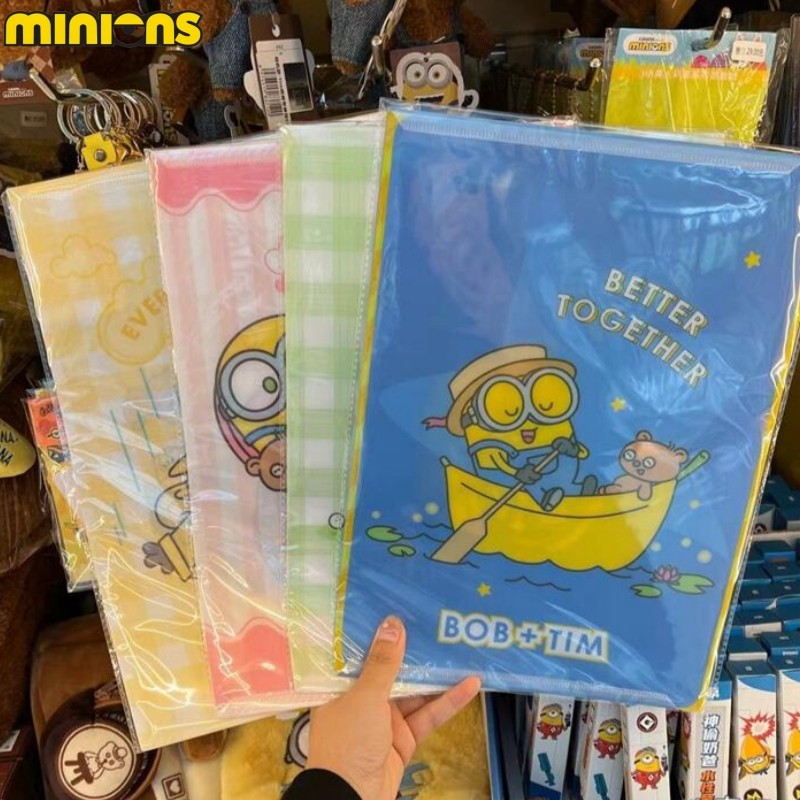 

Minions Cartoon Folder Cute L-shaped Waterproof File Bag Pvc Information Office Folder Student Stationery