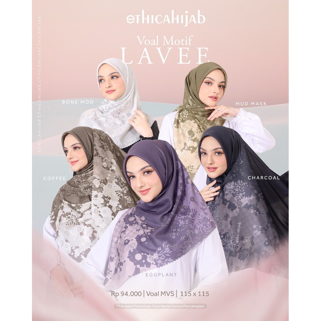 YasminShop~ Ethica Hijab Voal Motif Lavee Hijab Segi Empat