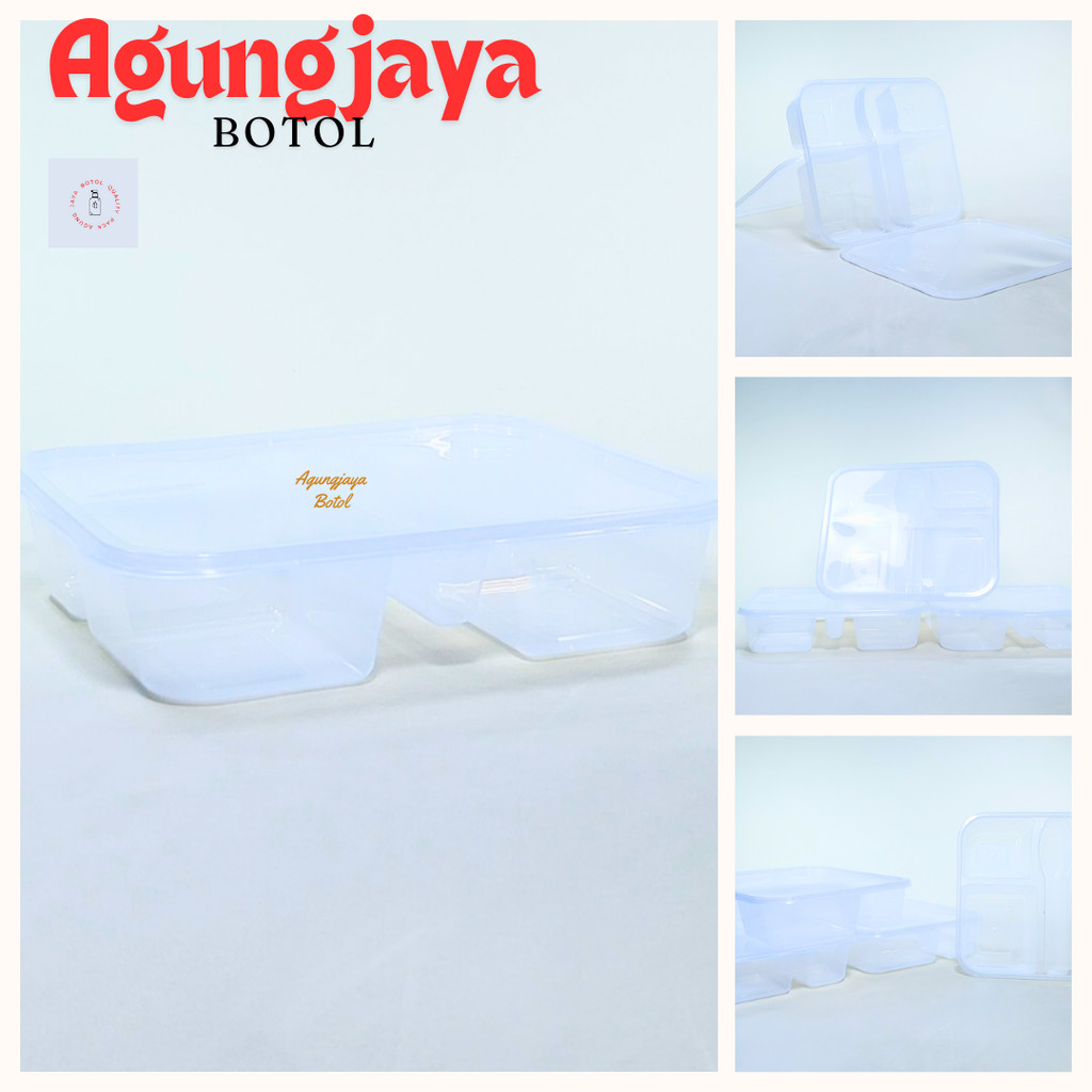 Thinwall Kotak Sekat 4 Natural / Meal Box Plastik / Tempat Makan / Tempat Dessert Box /  Meal Box / 