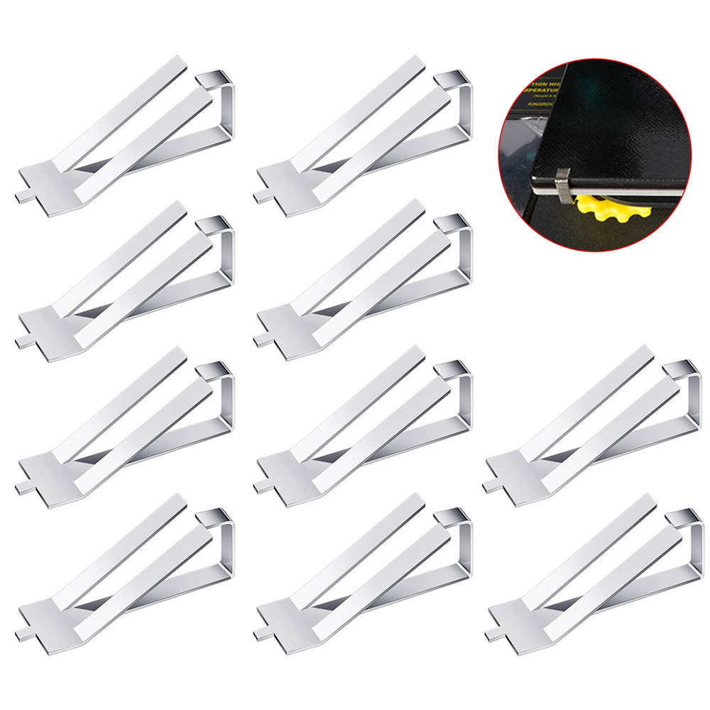 

10 Pcs Stainless Steel Glass Heated Bed Clip Clamps 3D Printer Parts Heatbed Clip For Ultimaker Ender3 Build Platform Retainerc