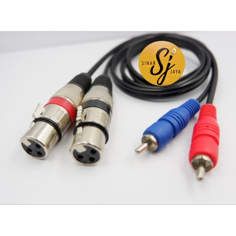 Kabel Mixer/power/ampli jack 2 canon/xlr female to 2 rca berkualitas.
