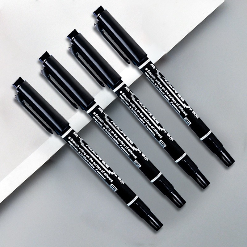

0.6mm/1.2mm Double Head Oily Black Ink Marker School Office