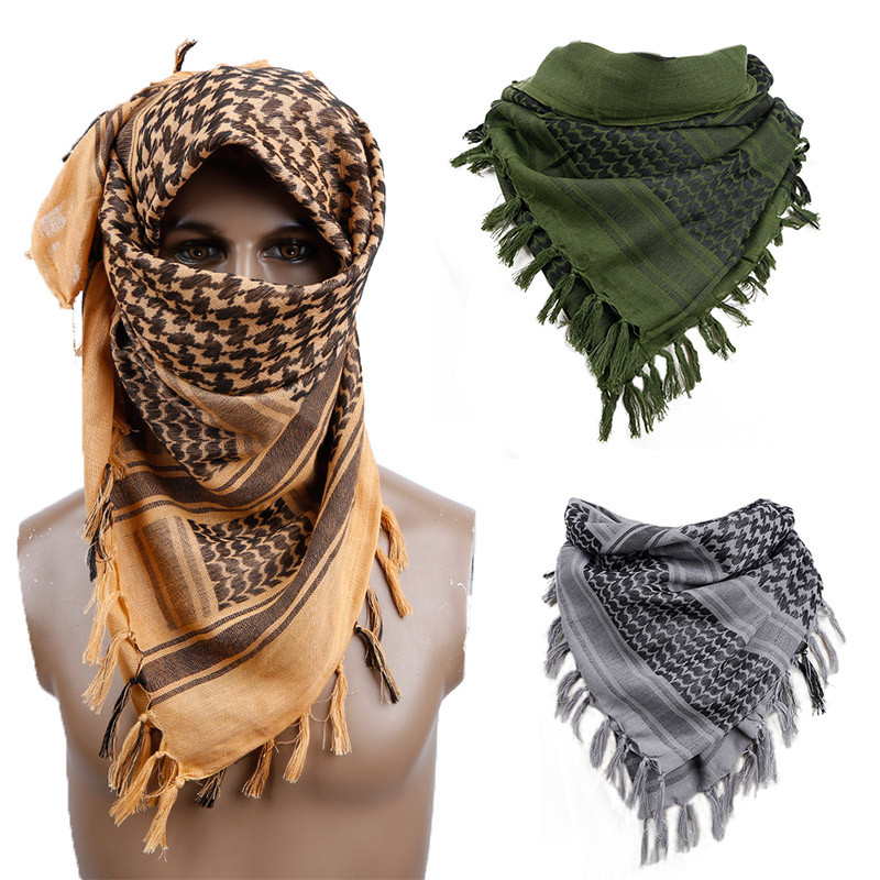 110*110 Arab Keffiyeh Shemagh Scarf Desert Arab Square Scarves with Tassel for Hunting Outdoor Milit