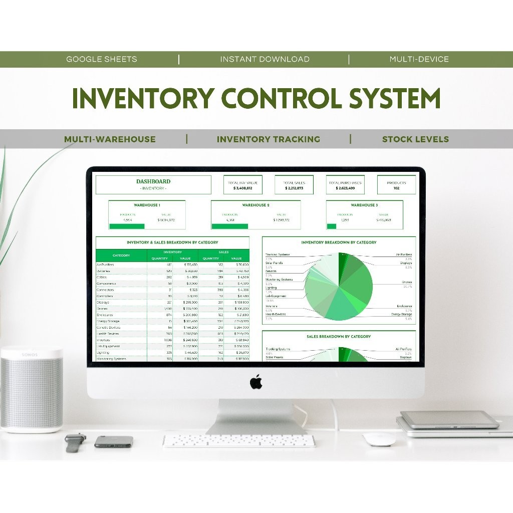 All-in-One Inventory Control System - Multi Warehouse - Comprehensive Google Sheets Template for Inv