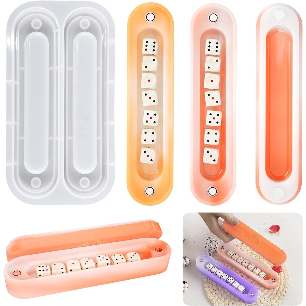 

DIY Crystal Epoxy Resin Mold Jewelry Storage Box Dice Seven-piece Set Storage Silicone Mold