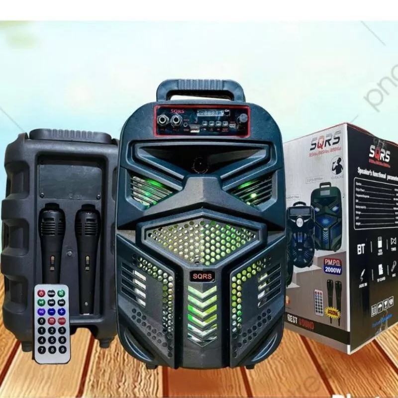 I* SQRS-888 Speaker Bluetooth 9In Super Bass Bonus 2 Mikrofon Karaoke - Spiker Blutut 9 In SQRS 888 