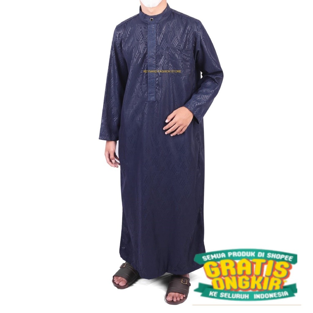 Jubah Gamis Pria Al - Harbi ./ Jubah Muslim Pria Remaja hingga Dewasa / Jubah Embos emboss mewah Rey