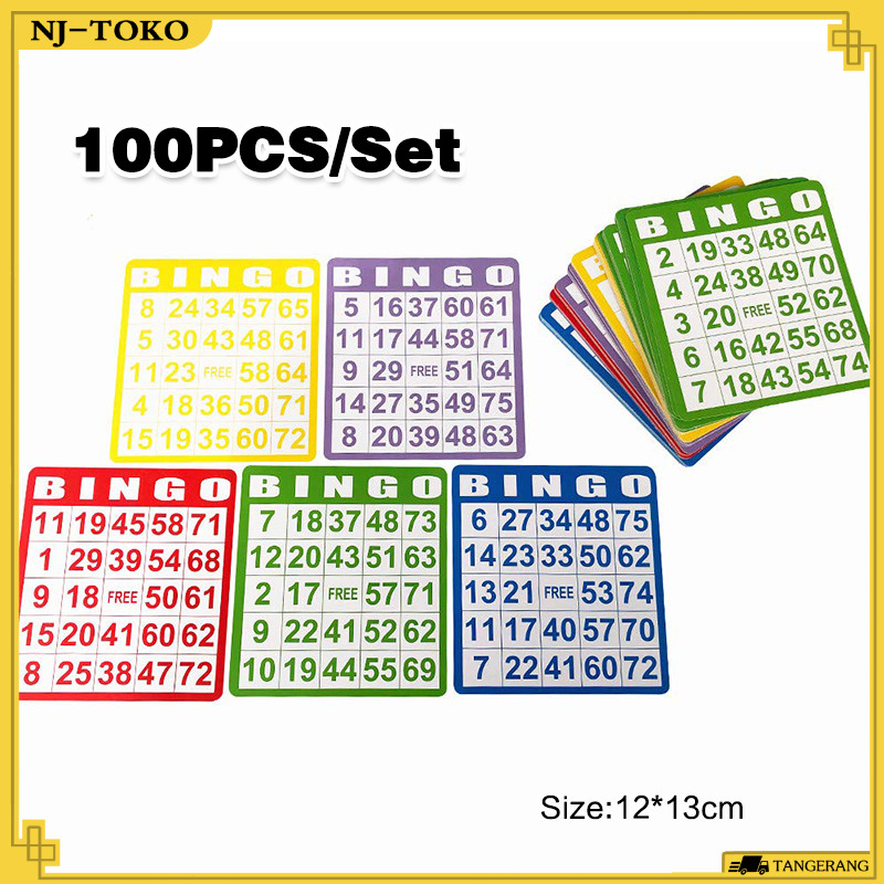 100PCS 60PCS Kartu Bingo / Bingo Card / Kartu Bingo Ukuran Besarard Set Kartu Bingo Ukuran Besar 5 W