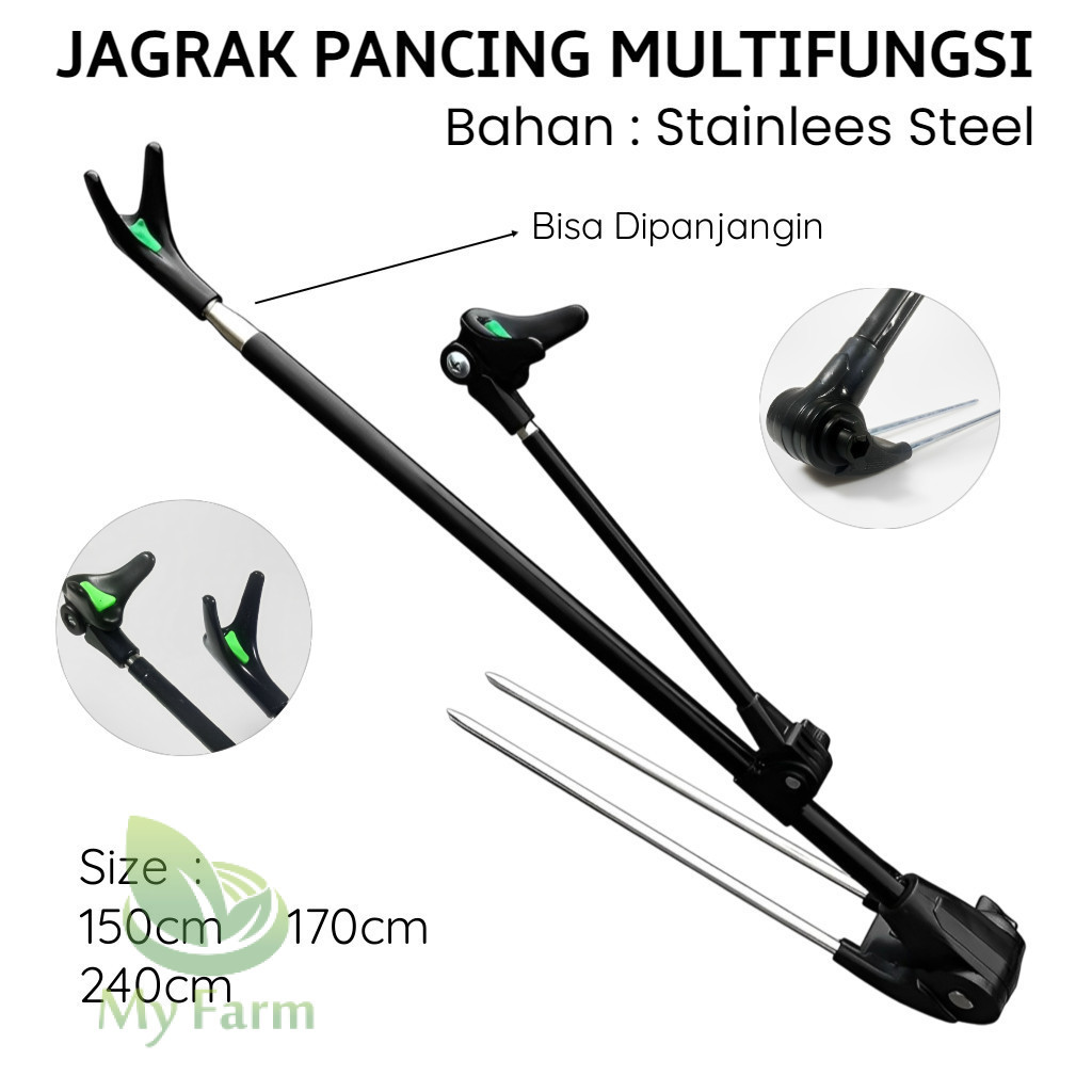 Jagrak Tegek Stainles 150cm 170cm 240cm Jagrag Multifungsi Penyangga Joran Pancing Otomatis Stainles