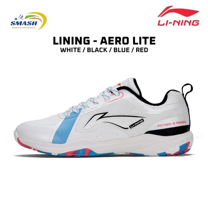 Sepatu Badminton Lining AERO LITE White Black Blue Red