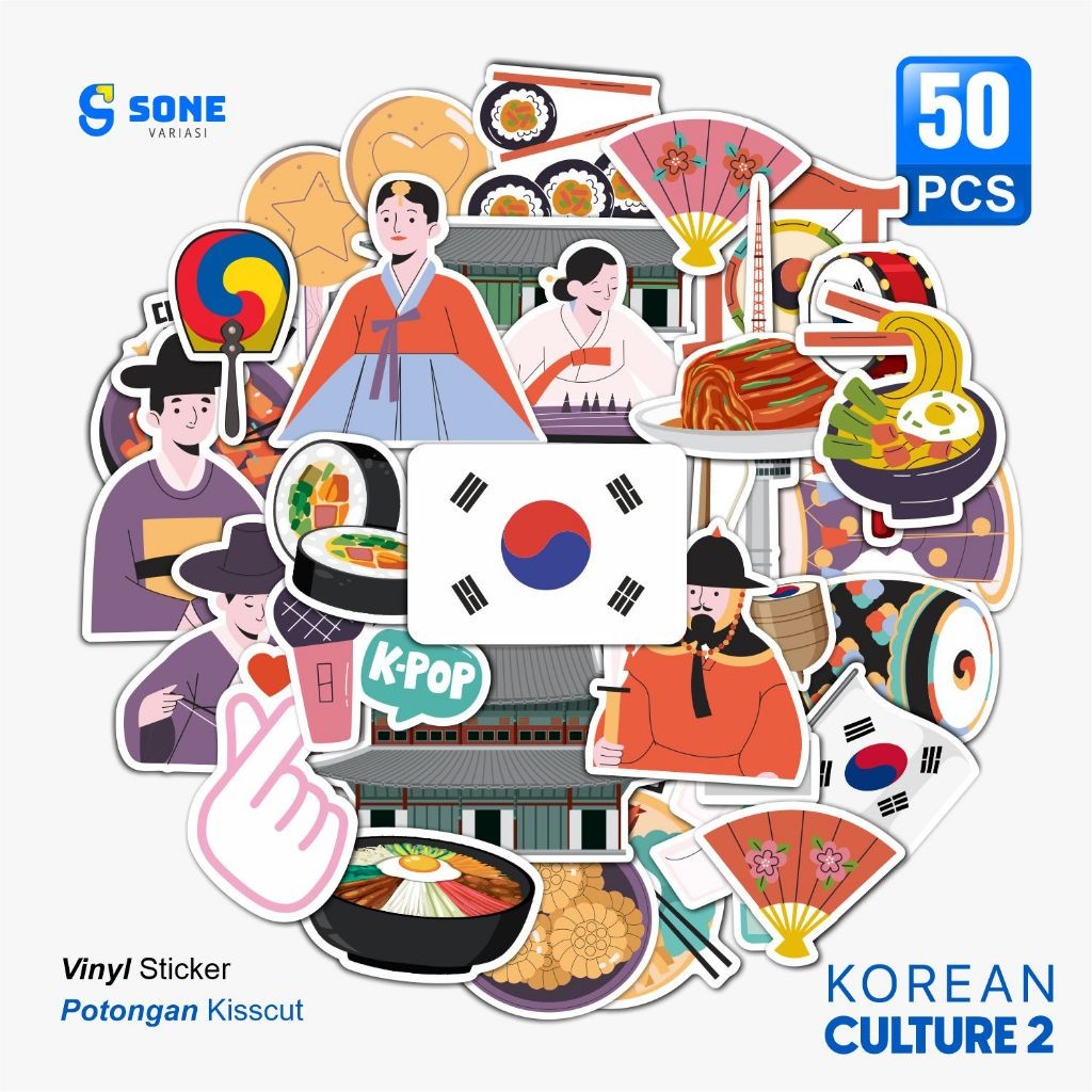 

Sticker Pack Korean Culture 2 Aesthethic Vinyl Waterproof Sticker Casing HP Laptop Tumbler