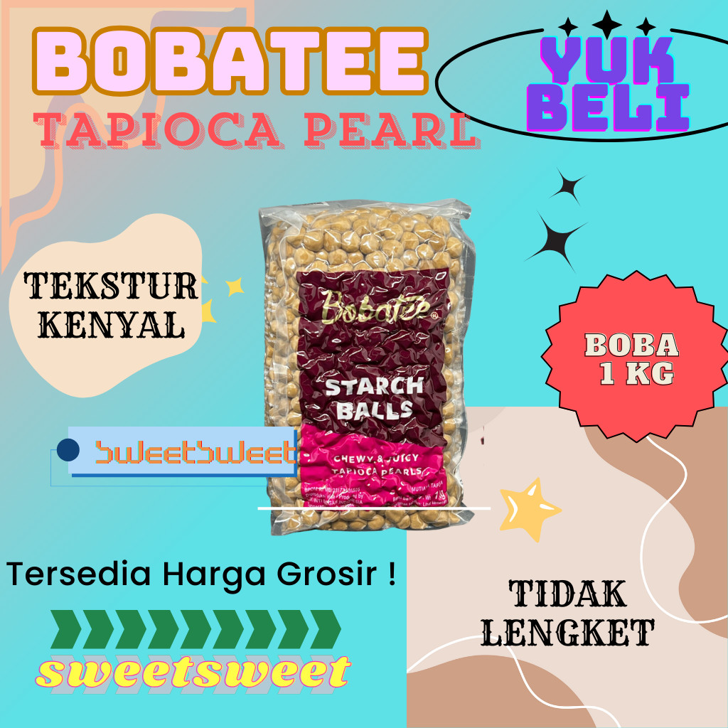 

Sweetsweet Bobatee Tapioca Pearl 1 Kg | Topping Boba Bubble Drink | Toping Minuman {Bisa Grosir}