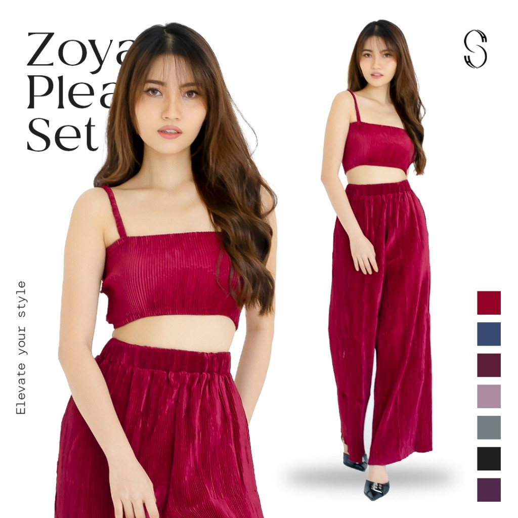 ClassyOutfit Zoya Pleated Set Setelan Wanita