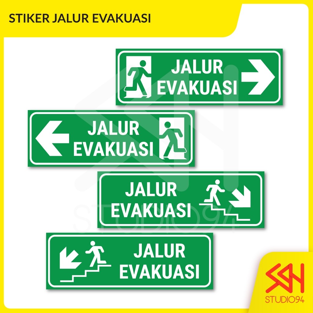 

Sticker Sign Stiker Jalur Evakuasi - Waterproof Anti Air - 28x9.5