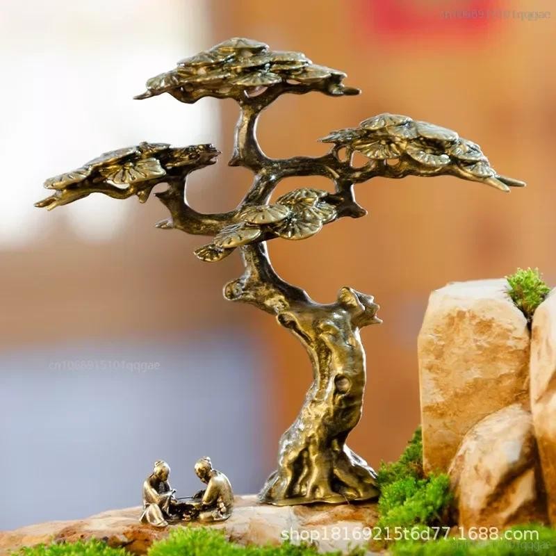 

Mini Welcome Pine Miniature Figurine Copper Small Faux Tree Decor for Bonsai Tree Statues Miniature Landscape Decorations