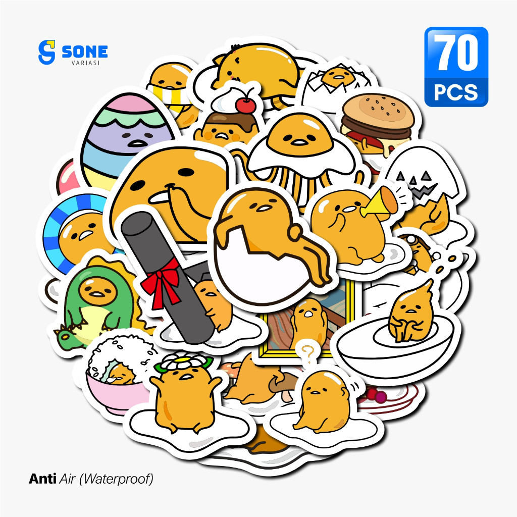 

Stiker Gudetama / Vinyl Waterproof Anti Air / Sticker Helm Buku Journal Koper Motor Casing HP Laptop