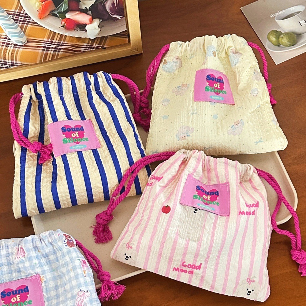 SHINSDAY Pouch Tas Penyimpanan Serut Tas Kosmetik Tas Kain Multifungsi Travel Pouch Mini Tas Lucu Dr