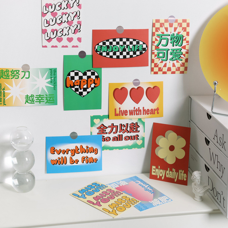 

Ins Colorful Vintage Y2k Style Postcard Chinese Photo Props Background Wall Aesthetic Decorative Card 30 Sheets Free Sticker