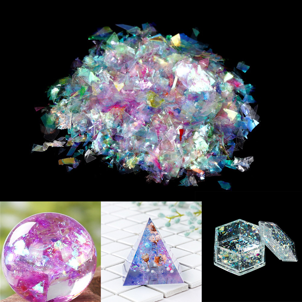 

20g/bag Irregular Shell Paper Sequin Laser Film Foil Resin Stuff Rainbow Stickers For DIY Epoxy Silicone Mold Nail Art Supplies
