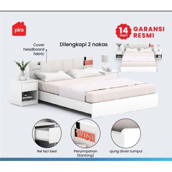 PIRA BAVARIAN - GRANADA BD160 Divan / Tempat tidur set Nakas