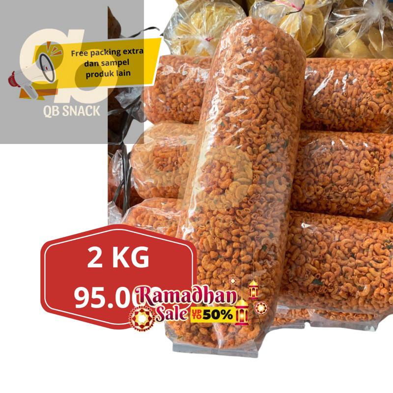 

QB - 2KG MAKARONI PEDAS DAUN JERUK SNACK PERBALL BALL GROSIR murah er