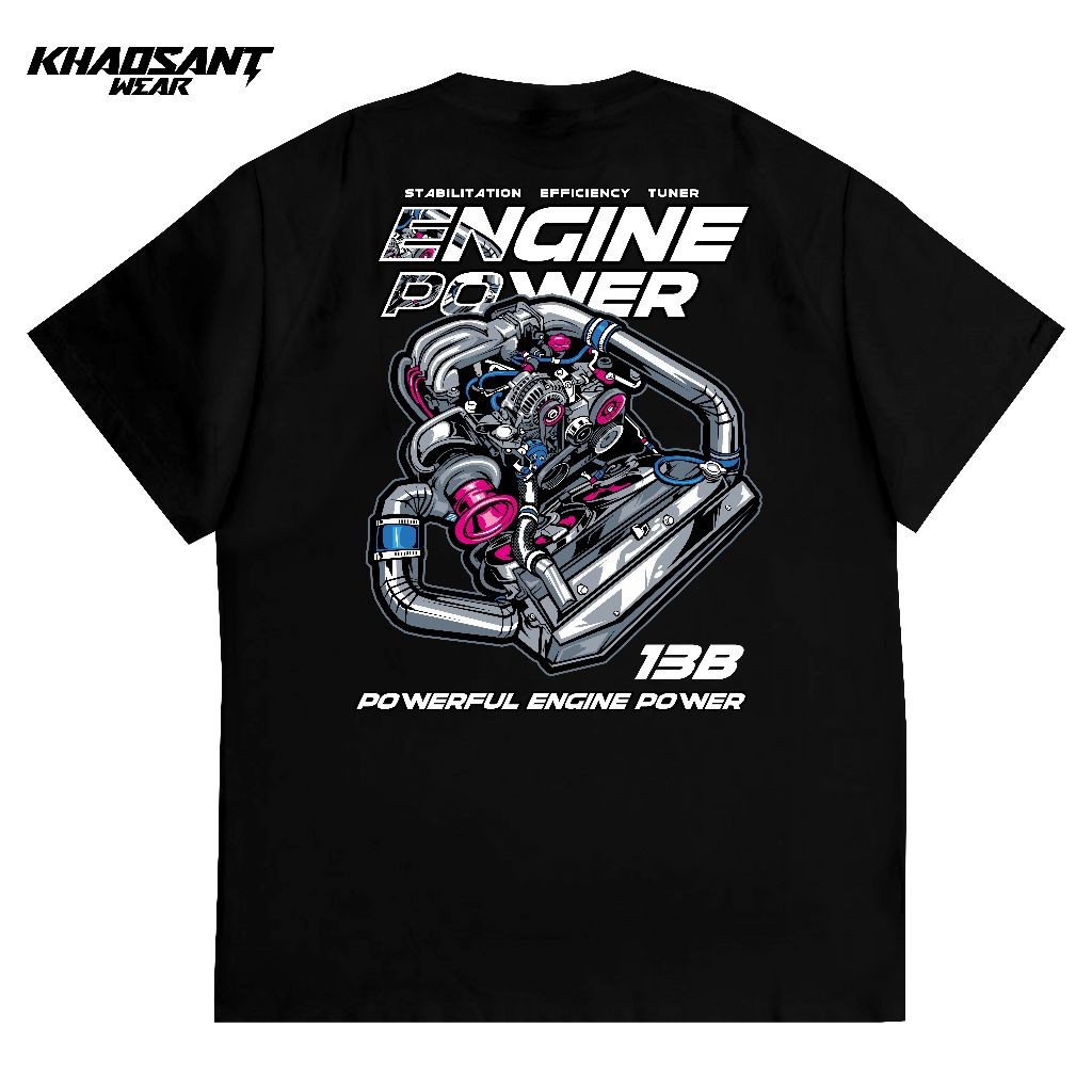 KHAOSANT Kaos Engine Power Pria Wanita Kaos Mobil Otomotif Premium