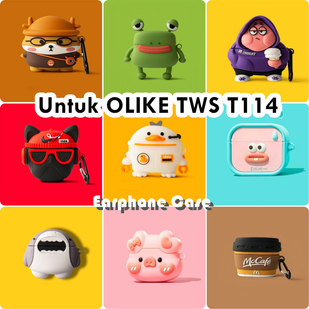 【inovasi】Untuk OLIKE TWS T114 Case Trendi Kartun Soft Silicone Earphone Case NO.4