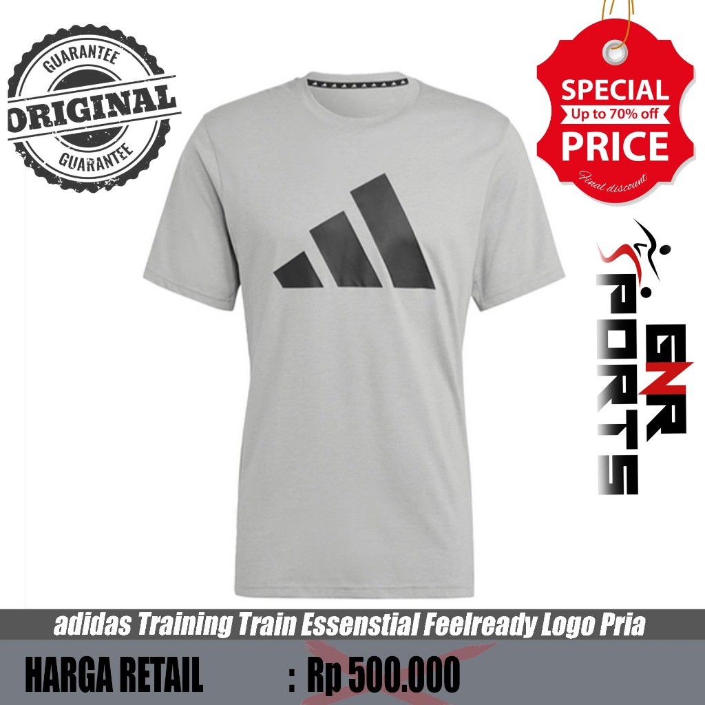 kaos adidas Men Training T-Shirt Train Essenstial Feelready Logo Baju Fitness Pria [IB8276] Original