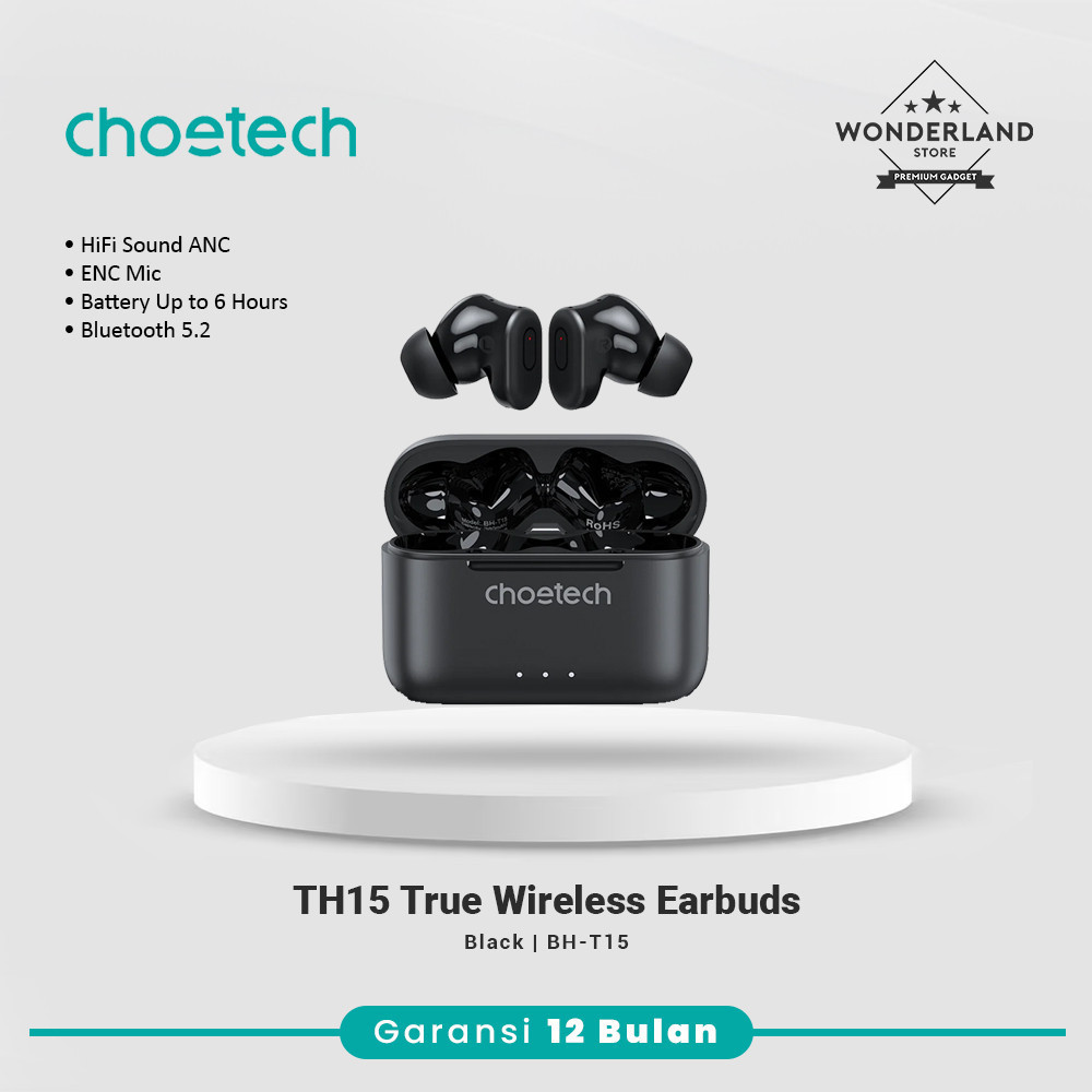 TWS Choetech BH-T15 TWS Bluetooth ANC + ENC Mic Hifi Sound Bluetooth 5.2 ORIGINAL