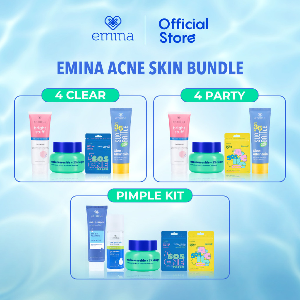 Emina Bundle untuk Kulit Acne Prone - Bundle Face Wash, Acne Patch, Sunscreen, dan Perawatan Kulit B