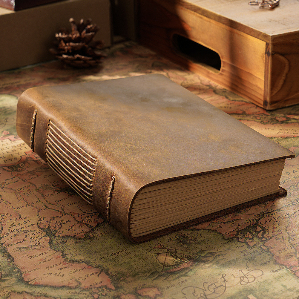 

Handmade Sketchbook Cowhide Travel Record Notepad Brown Retro Loose-leaf Account Book Creative Notebook Diary Gift for Friends