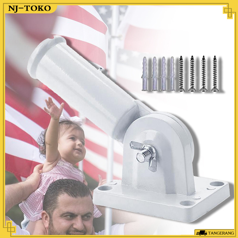 Bracket Tiang Bendera 180 Derajat Adjustable Holder Tiang Bendera Warna Putih