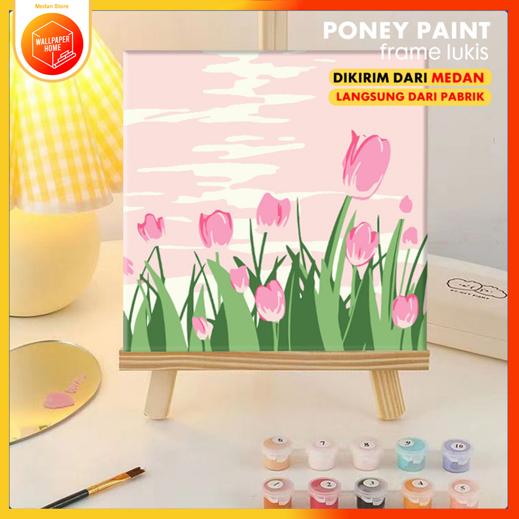 

Melukis Anak Poney Paint by number 20x20cm Diy painting kit Kanvas painting with Kanvas