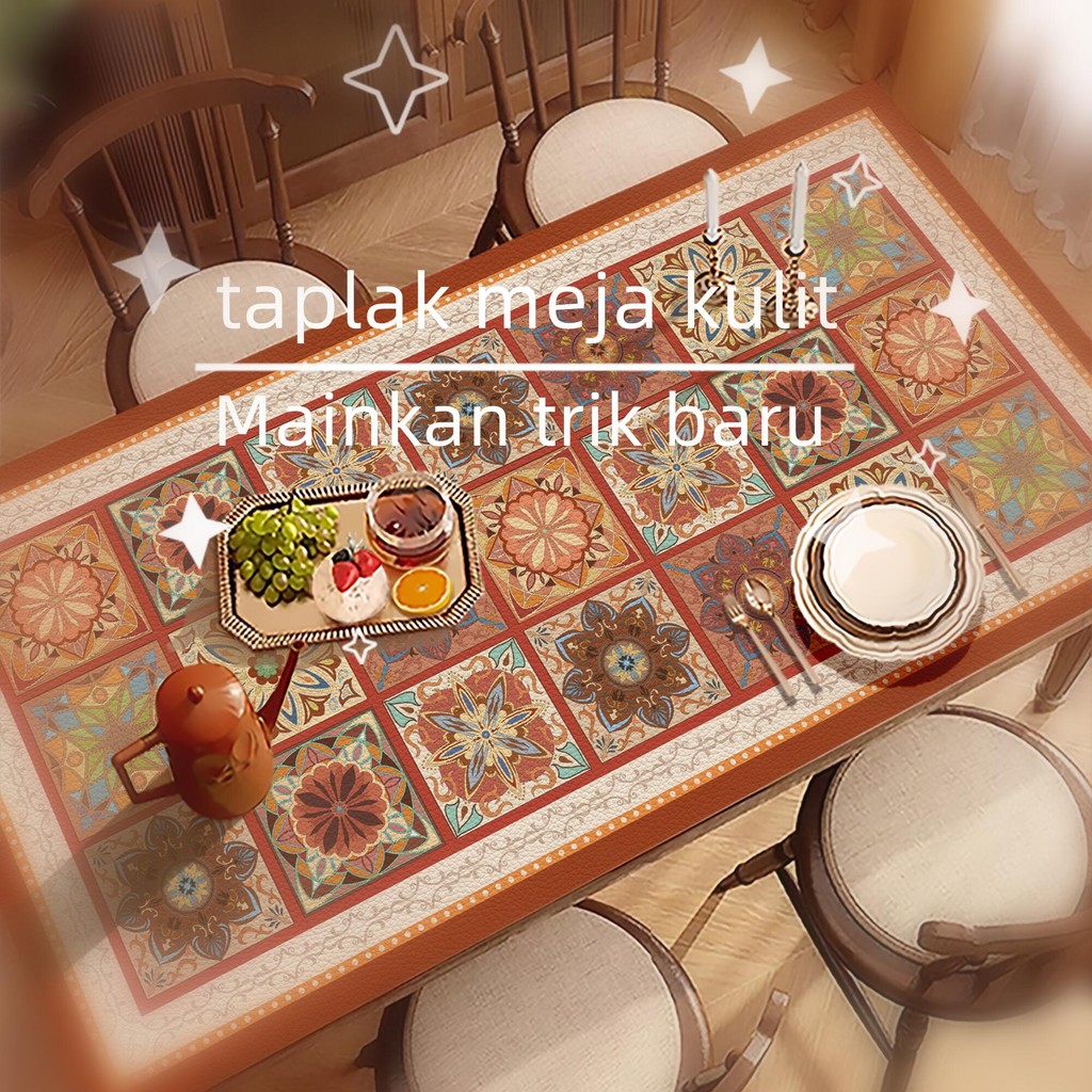 SENLAN Taplak Meja Tamu Aesthetic Oval Tahan Panas Motif Bunga/taplak meja /taplak meja tamu/taplak 