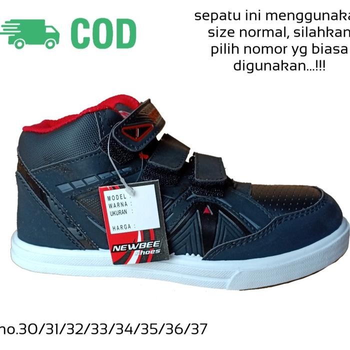 TERMURAH Sepatu Sekolah Anak Laki Laki Perempuan Cewek Cowok Warna Hitam Murah Tali Perekat Rekat Ve