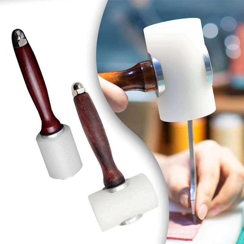DIY Leather Carving Hammer Alat Kerajinan Kulit Palu Nylon Gagang Kayu