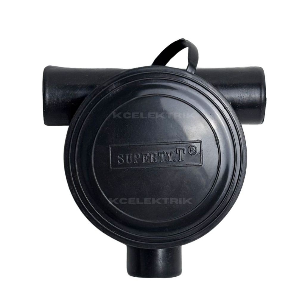 (Voltify) T Dus 5/8 Inch Hitam Sambungan Pipa Listrik 3 Cabang untuk Instalasi Kabel