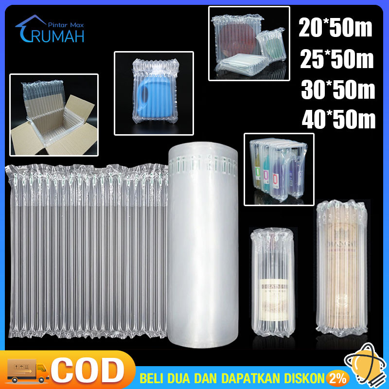 

50M Air Bubble Wrap Anti Pecah Inflatable Bag Plastik Air Bag Roll Cushion Packing Bubble Wrap Extra Bubble Packing Air Bag Cushion Packing Inflatable Bubble Wrap Inflatable Roll