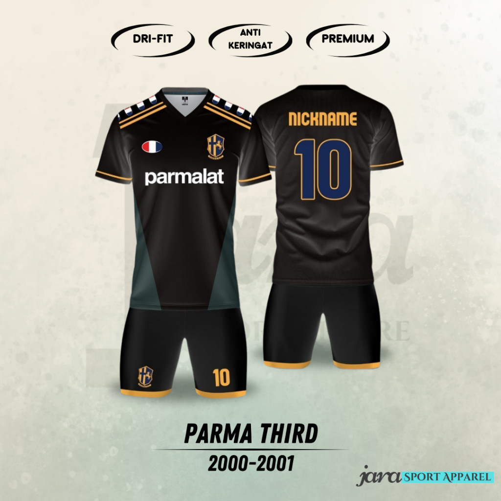 Jersey PARMA THIRD 2000-2001 Bisa Custom Nama dan Nomor Jersey Bola RETRO Desain Full Printing