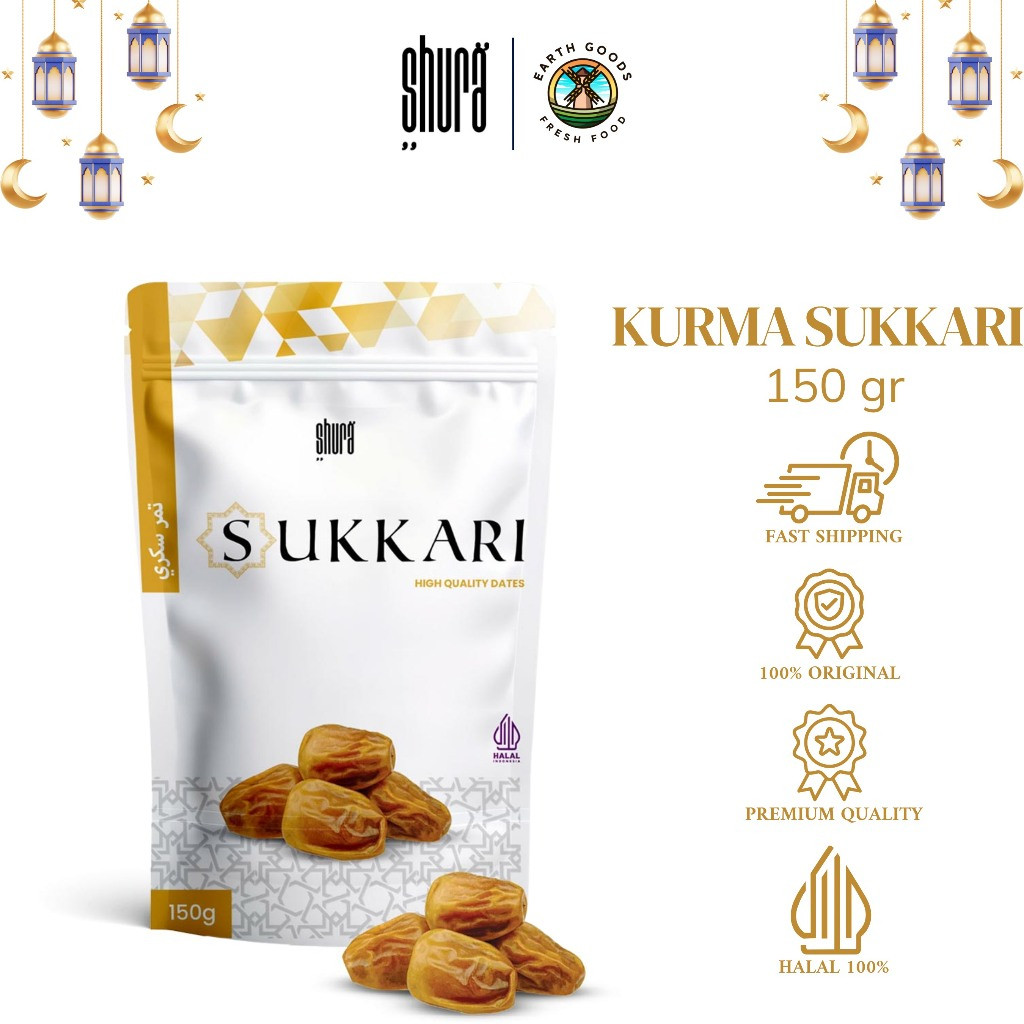 

Shura Kurma Sukkari King Dates Original Oleh Oleh Haji Umroh Premium Quality Pouch 150 Gram