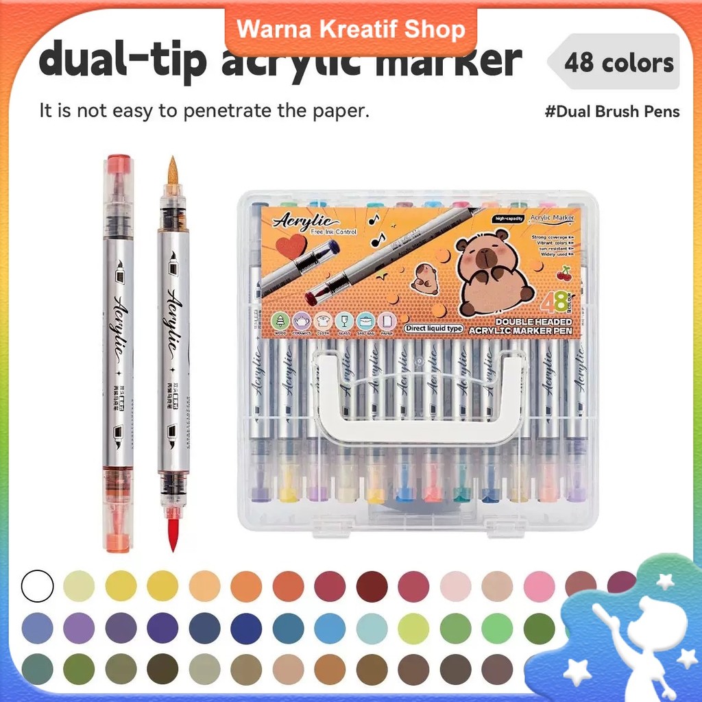 

Pensil Akrilik Double Tip, Tinta Langsung, Marker Akrilik Sistem Tinta Langsung，Kapasitas Besar, untuk Anak & Pelajar, Melukis & DIY
