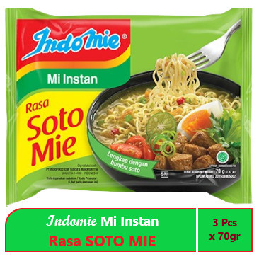

Indomie Rasa Soto Mie 70gr 3Pcs