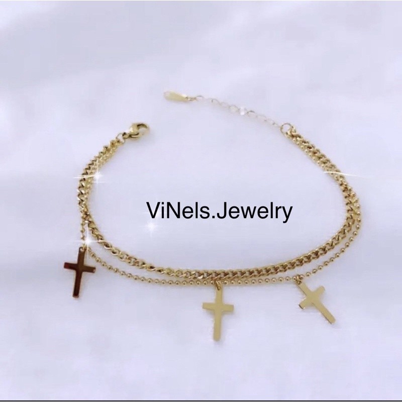 Gelang Tangan Salib 2Layer Premium - GT031