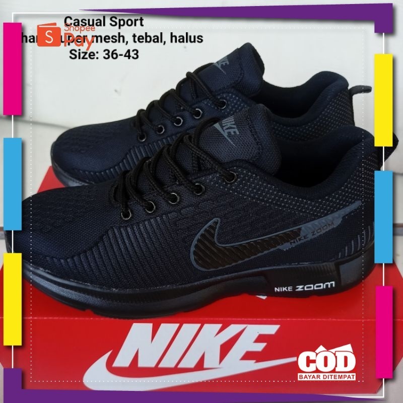 UKURAN SIZE 37 38 39 40 41 42 43 44 45 / SEPATU SEKOLAH ZOOM NEW FULL HITAM POLOS PRIA WANITA / SEPA
