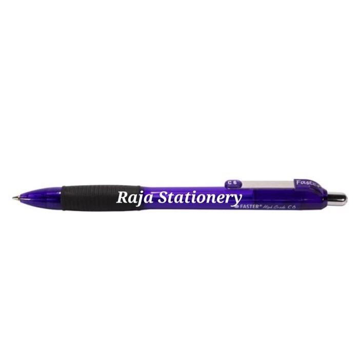 PEN FASTER C6 CETEK HITAM BIRU PENA PULPEN FASTER BLACK BLUE 12PCS - Biru