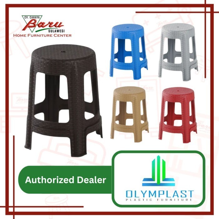 Kursi Bakso / Bangku Plastik Olymplast Round Rotan Bulat