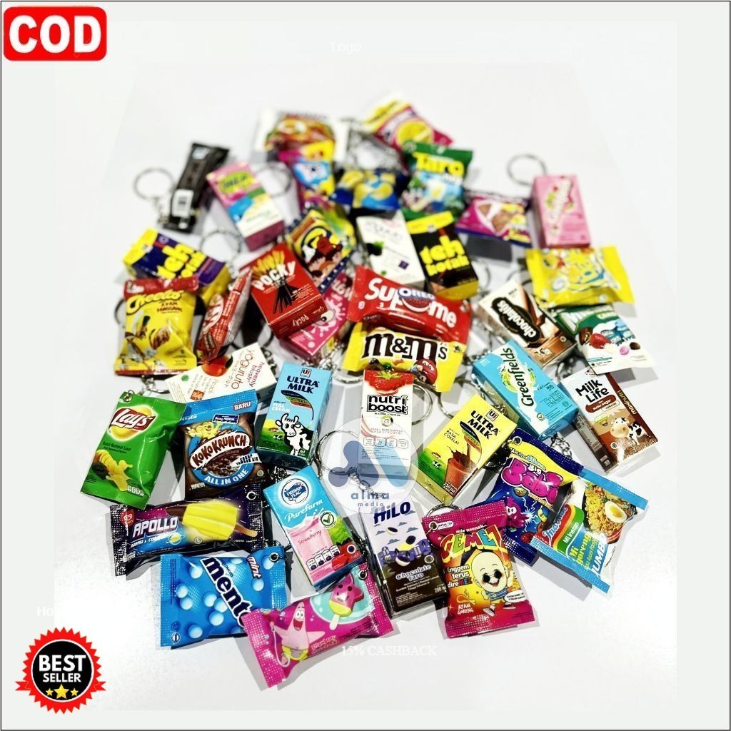 [50pcs]GANTUNGAN KUNCI SNACK MAKANAN RINGAN CEMILAN / GANCI KEYCHAIN/SOUVENIR PERNIKAHAN UNIK MINIAT