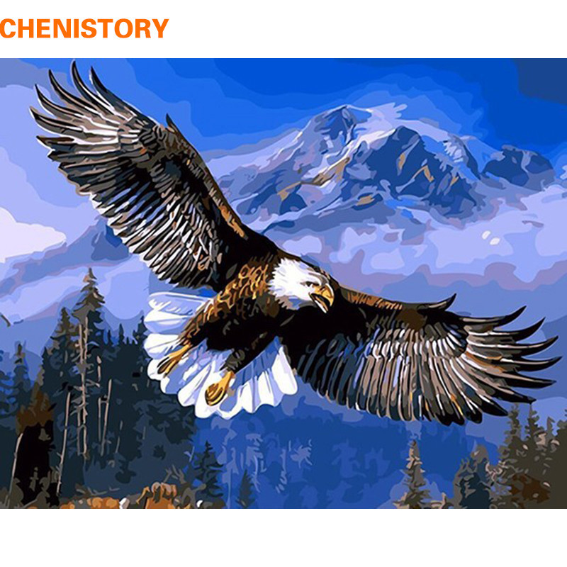 

CHENISTORY Eagle Animals DIY Painting By Numbers Kits Paint On Canvas Acrylic Coloring Painitng By Numbers For Home Wall Decor