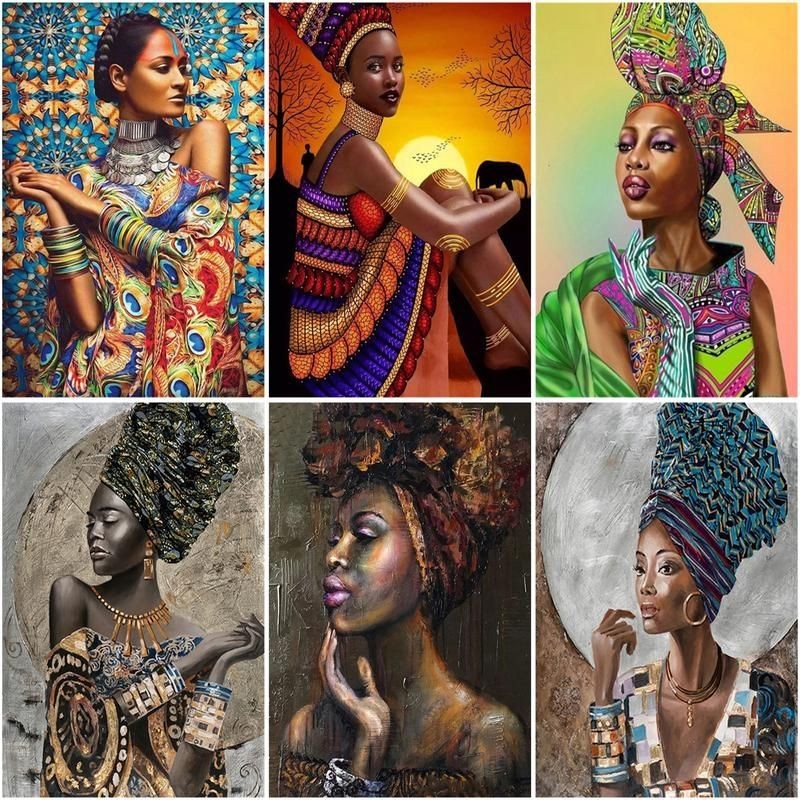 

CHENISTORY Diy Painting By Numbers Africa Woman Handpainted Kits Figure Drawing On Canvas Picture By Numberkits For Adult Home D
