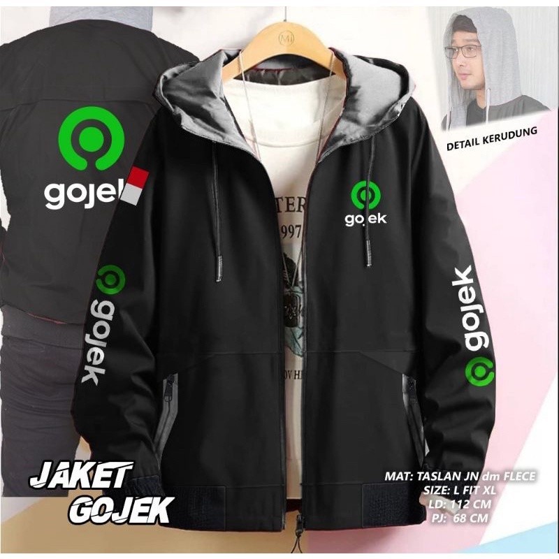 JAKET PRIA BOLAK BALIK KEREN BOMBER HOODIE SABLON GOJEK / GRAB